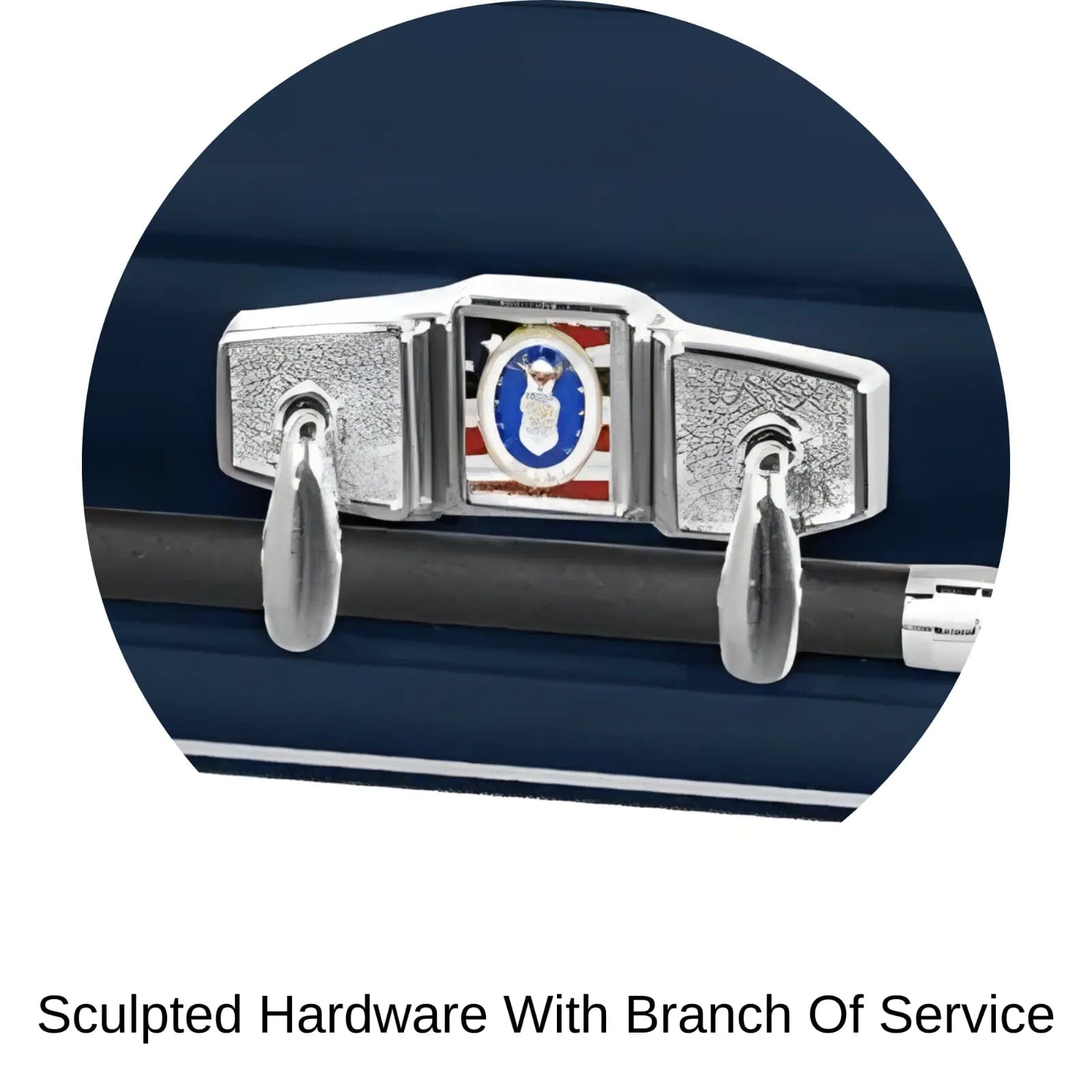 Sculpted hardware of Titan Casket Veteran Select Casket Airforce