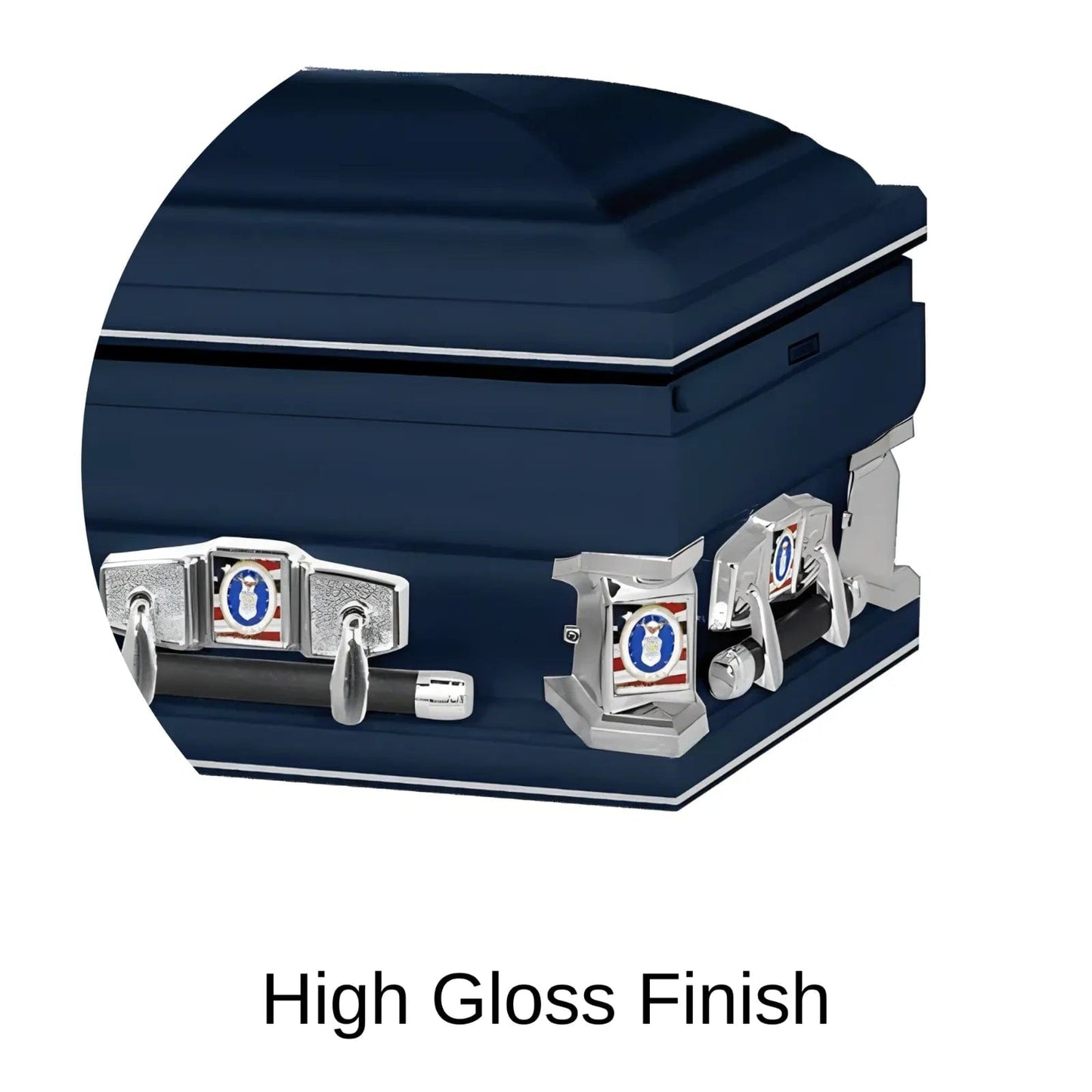 High Gloss Finish of Titan Casket Veteran Select Casket Airforce