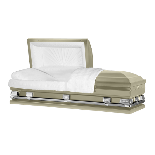 Atlas XL | Almond Steel Oversize Casket with White Interior - Titan Casket