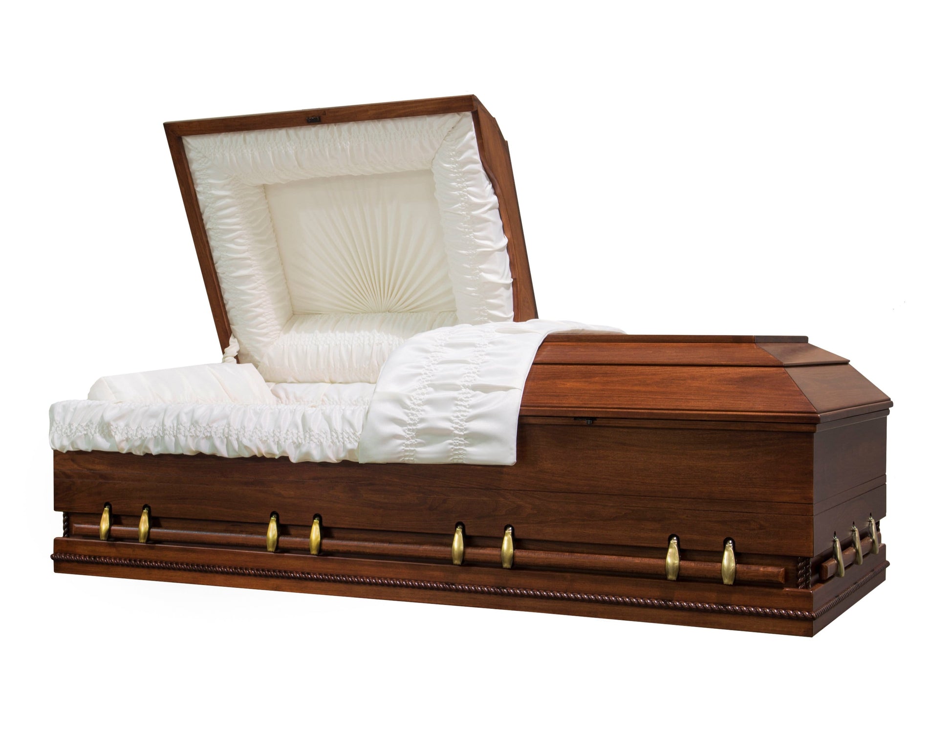 Major XL | Poplar Wood Oversize Casket with White Interior and Walnut Satin Stain | 30", 33" - Titan Casket