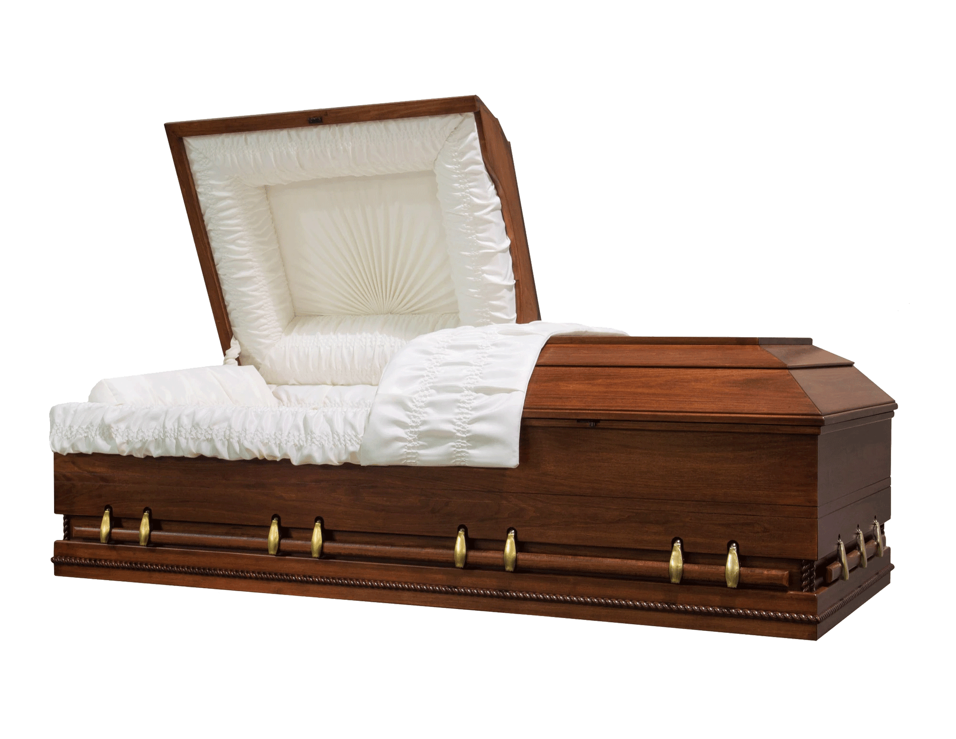 Major XL | Poplar Wood Oversize Casket with White Interior and Walnut Satin Stain | 30", 33" - Titan Casket