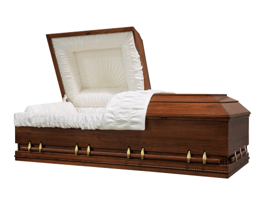 Major XL | Poplar Wood Oversize Casket with White Interior and Walnut Satin Stain | 30", 33" - Titan Casket