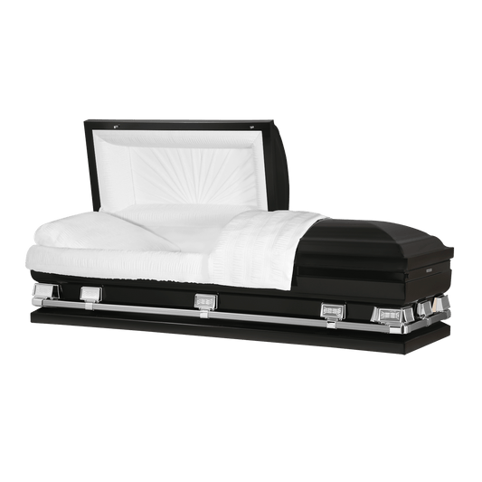 Atlas XL | Black Steel Oversize Casket with White Interior - Titan Casket