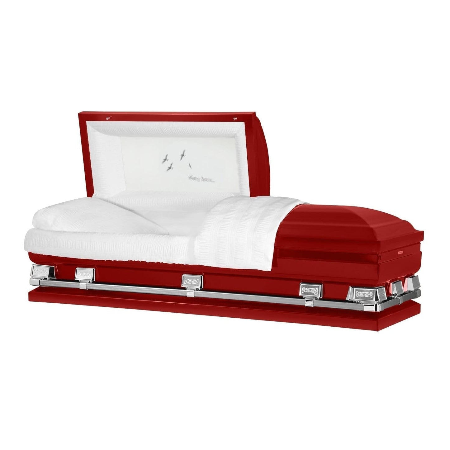 Atlas XL | Red Steel Oversize Casket with White Interior - Titan Casket