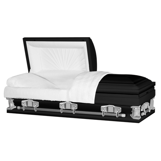 Jupiter XL | Black Steel Oversize Casket with White Interior | 28", 29", 33", 36" - Titan Casket