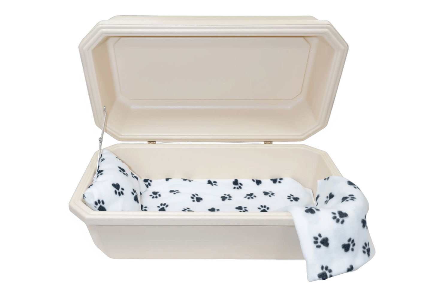 Classic Pet Casket | Almond with Black Paw Print