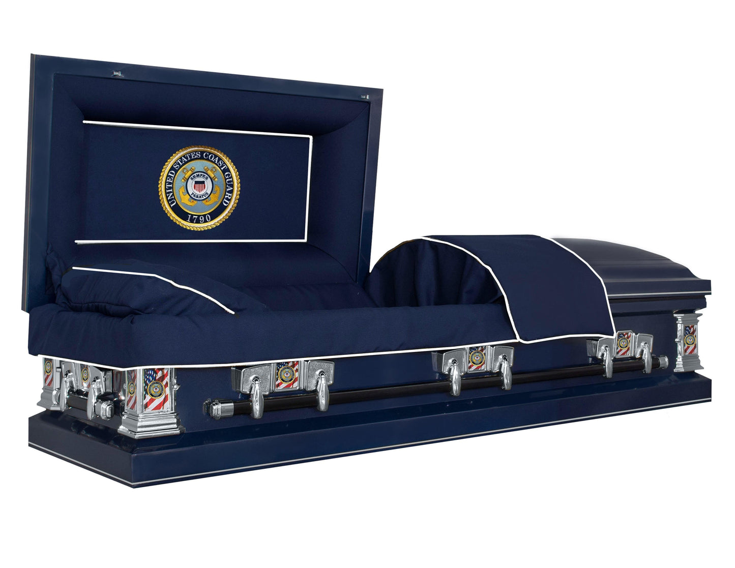 Veteran Select | Coast Guard Dark Blue Steel Casket with Dark Blue Interior