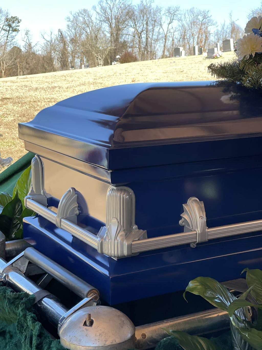 Andover Series | Dark Blue Steel Casket with Light Blue Interior - Titan Casket