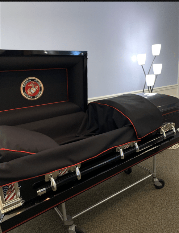 Veteran Select | Marines Black Steel Casket with Black Interior