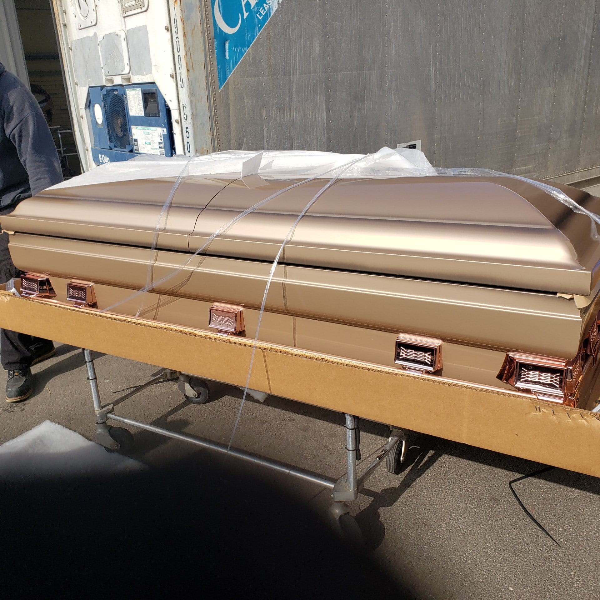 Atlas XL | Copper Steel Oversize Casket with Rosetan Interior - Titan Casket