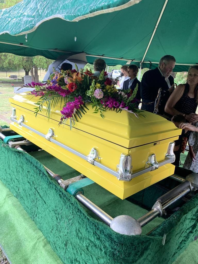 Orion Series | Bright Yellow Steel Casket with White Interior