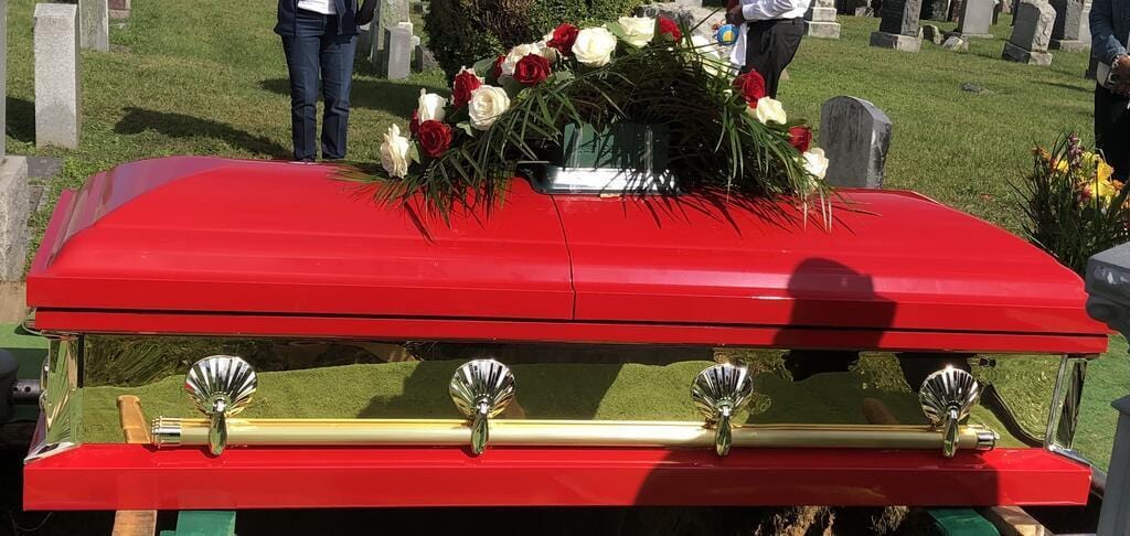 Reflections Series | Red Steel Casket with White Interior