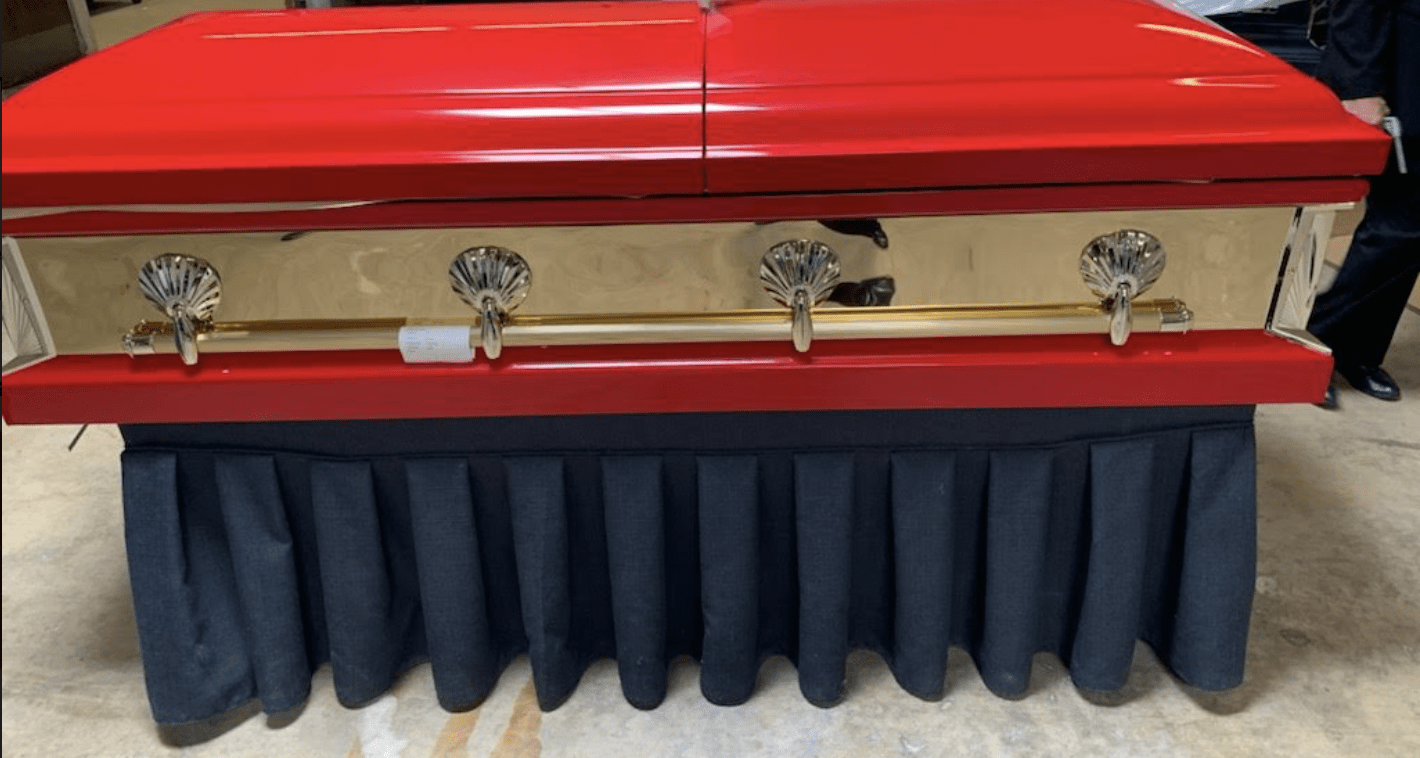 Reflections Series | Red Steel Casket with White Interior - Titan Casket