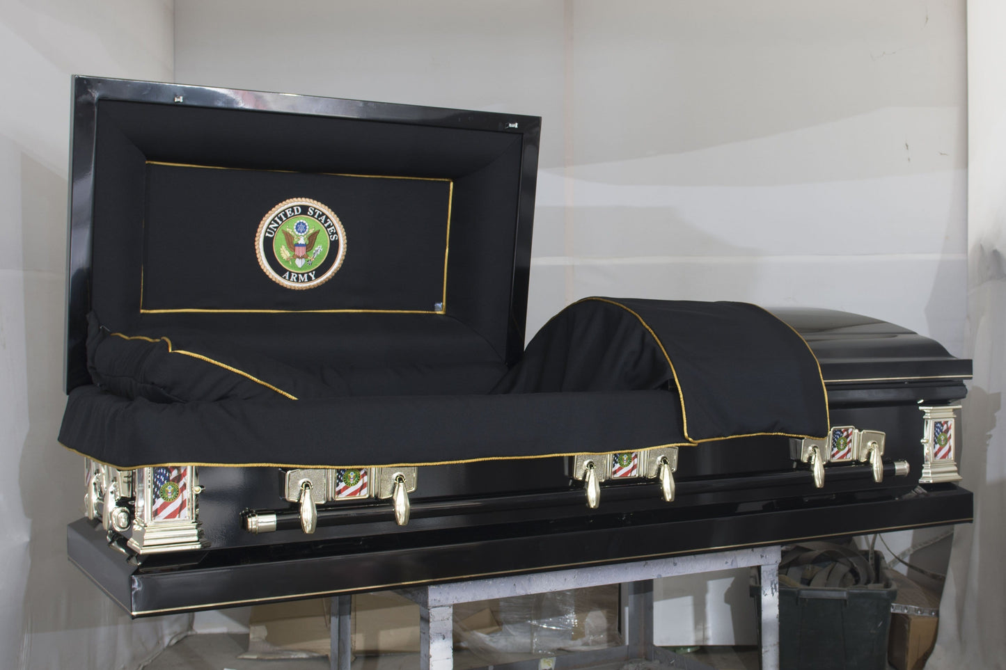 Veteran Select | Army Black Steel Casket with Black Interior