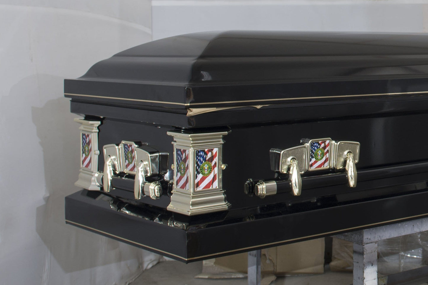 Veteran Select  | Army Black Steel Casket with Black Interior