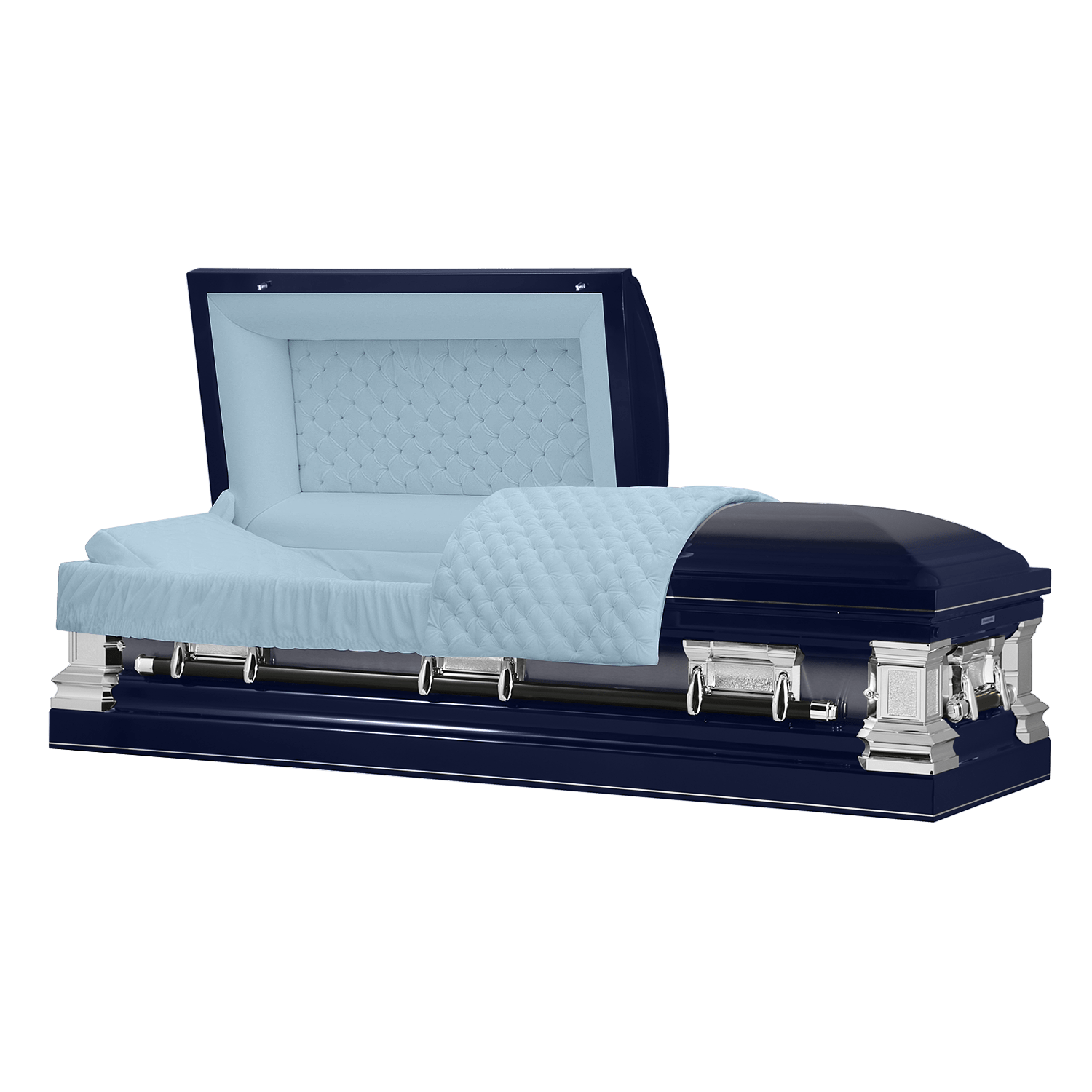 Era Series | Dark Blue Stainless Steel Casket with Light Blue Interior - Titan Casket