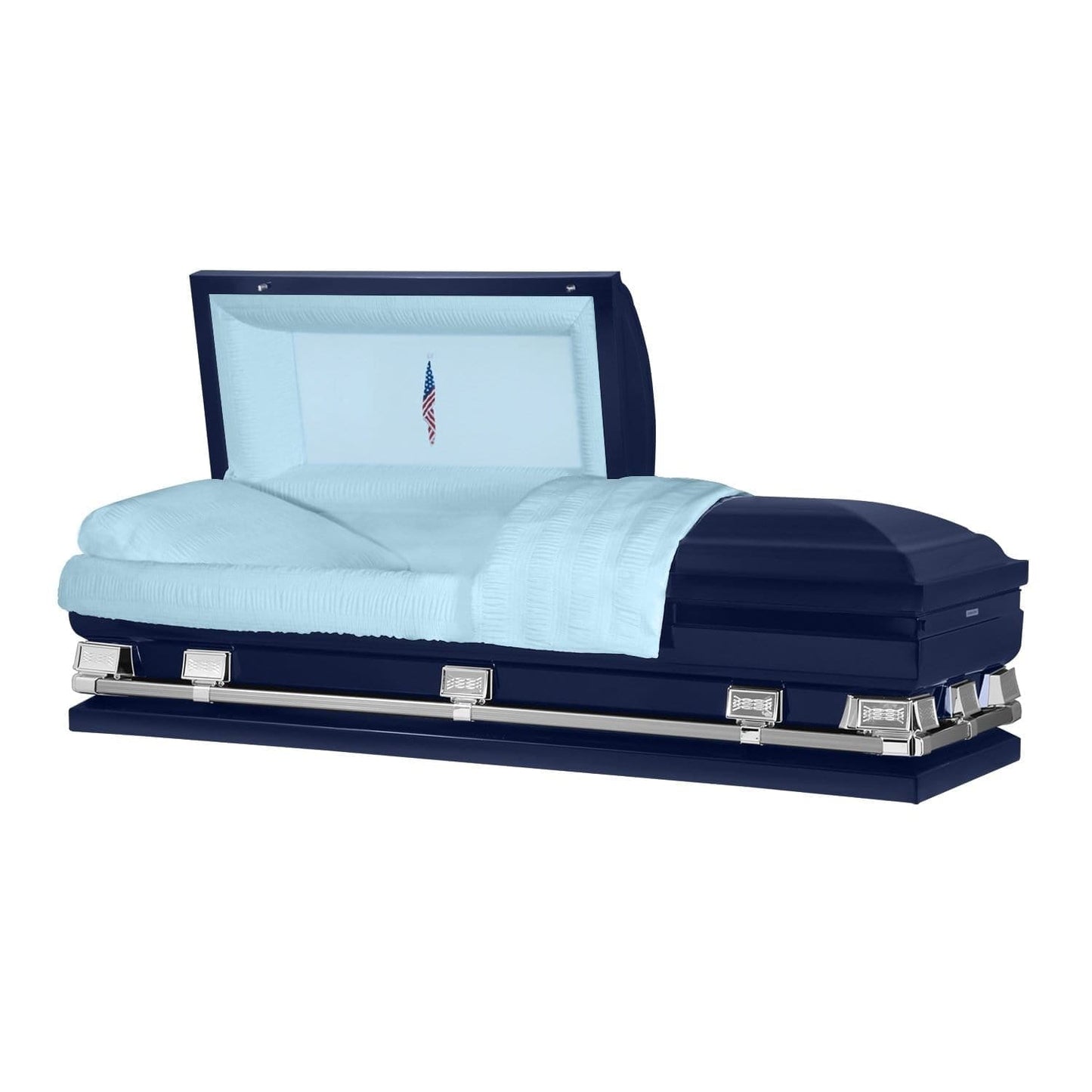 Atlas XL | Dark Blue Steel Oversize Casket with Light Blue Interior - Titan Casket