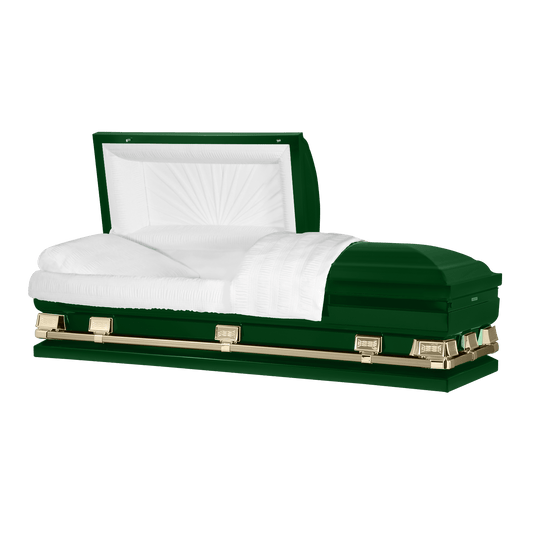 Atlas XL | Hunter Green Steel Oversize Casket with White Interior - Titan Casket