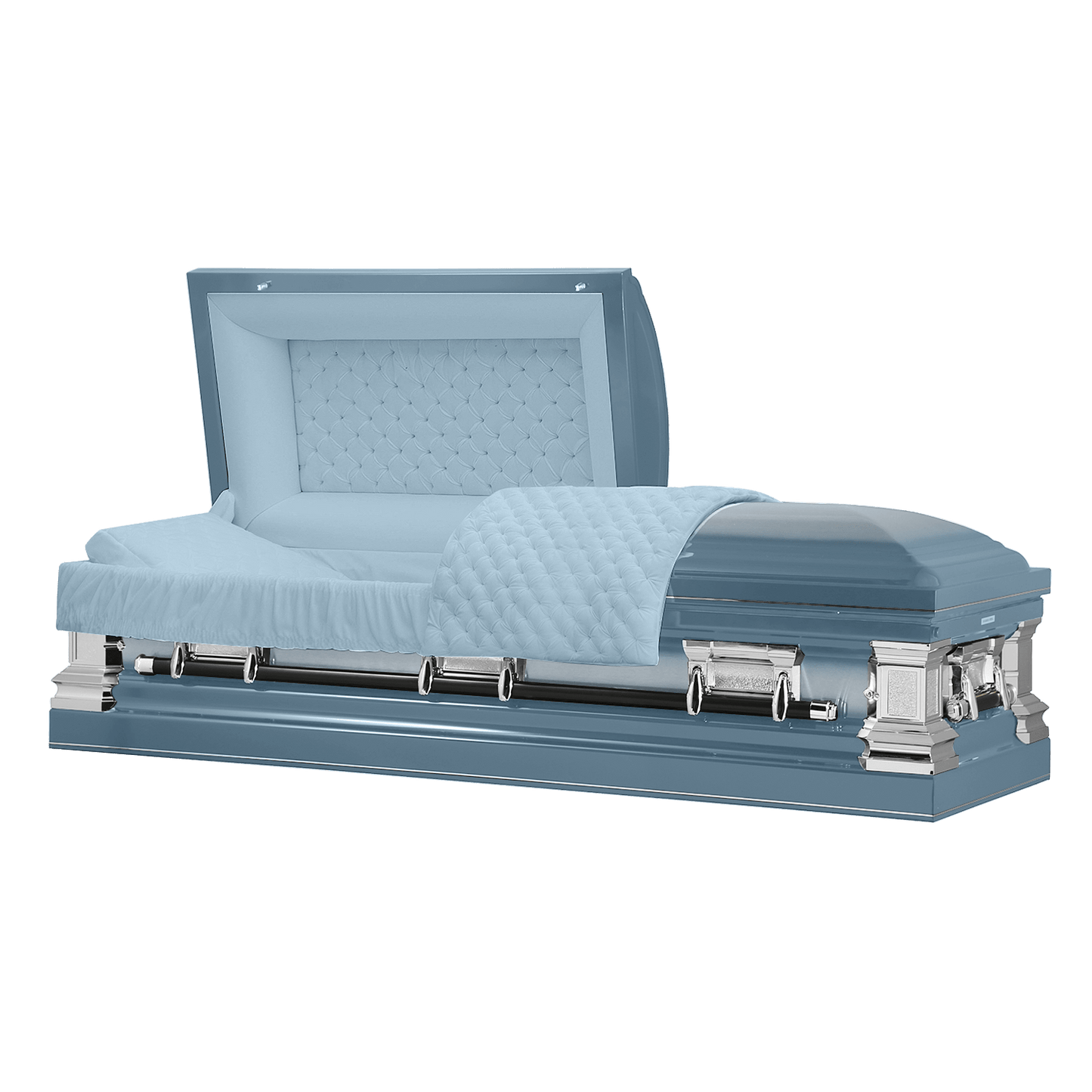 Era Series | Light Blue Stainless Steel Casket with Light Blue Interior - Titan Casket