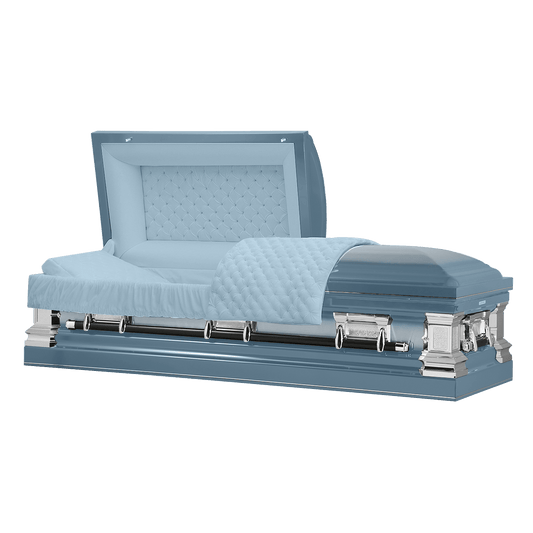 Era Series | Light Blue Stainless Steel Casket with Light Blue Interior - Titan Casket