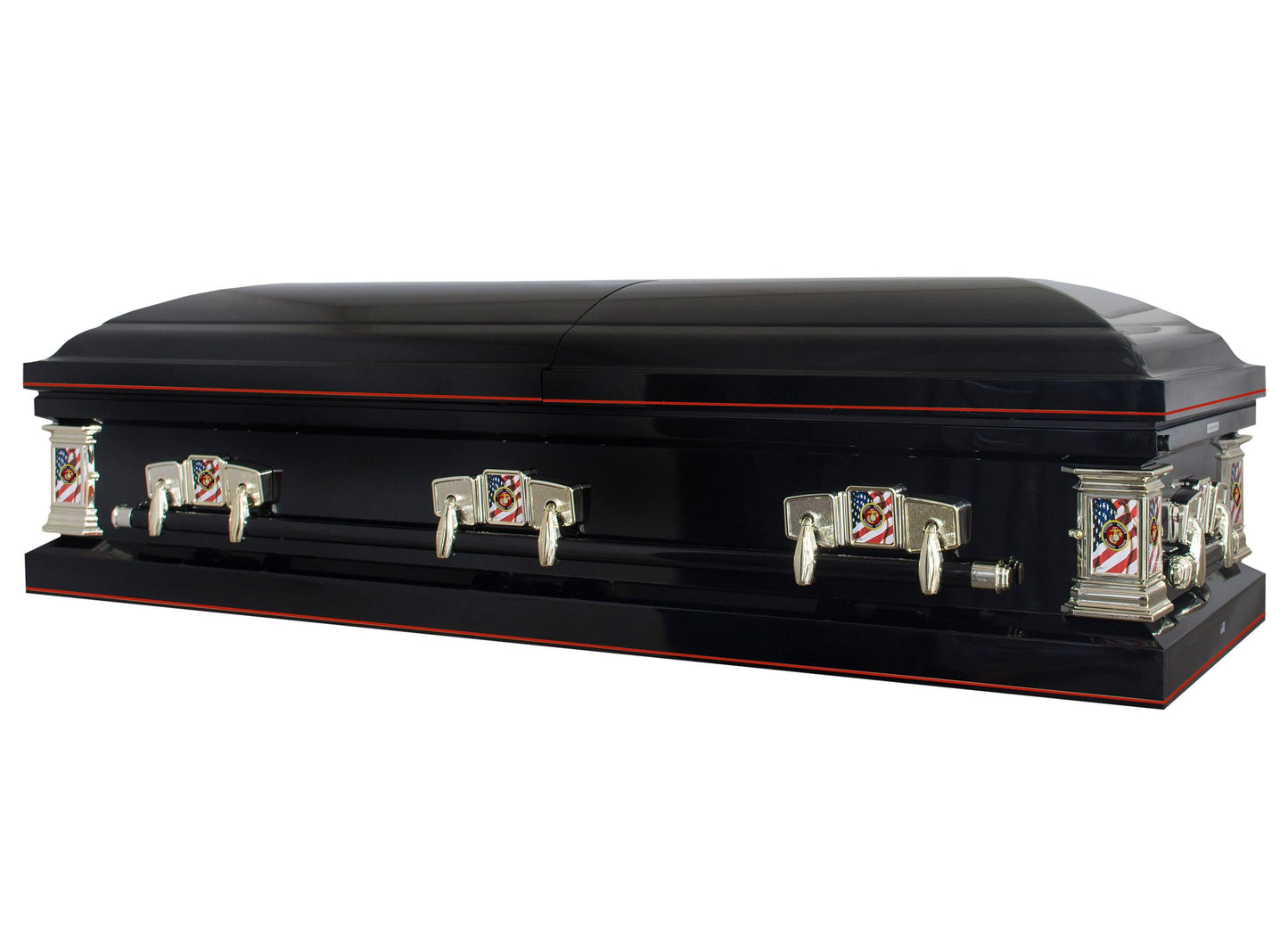 Veteran Select | Marines Black Steel Casket with Black Interior