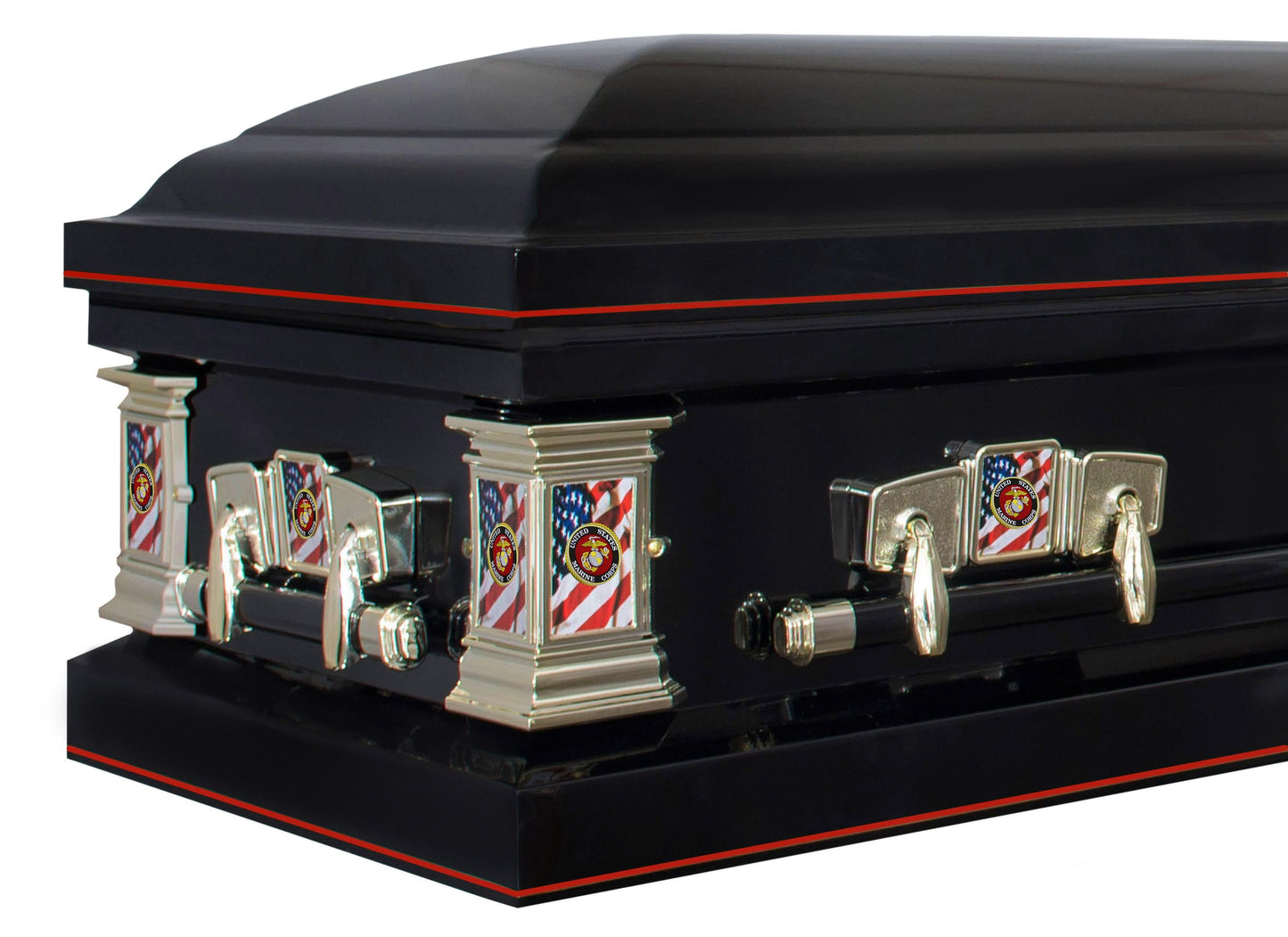 Veteran Select | Marines Black Steel Casket with Black Interior