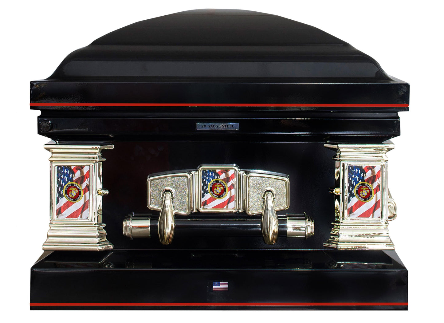 Veteran Select | Marines Black Steel Casket with Black Interior