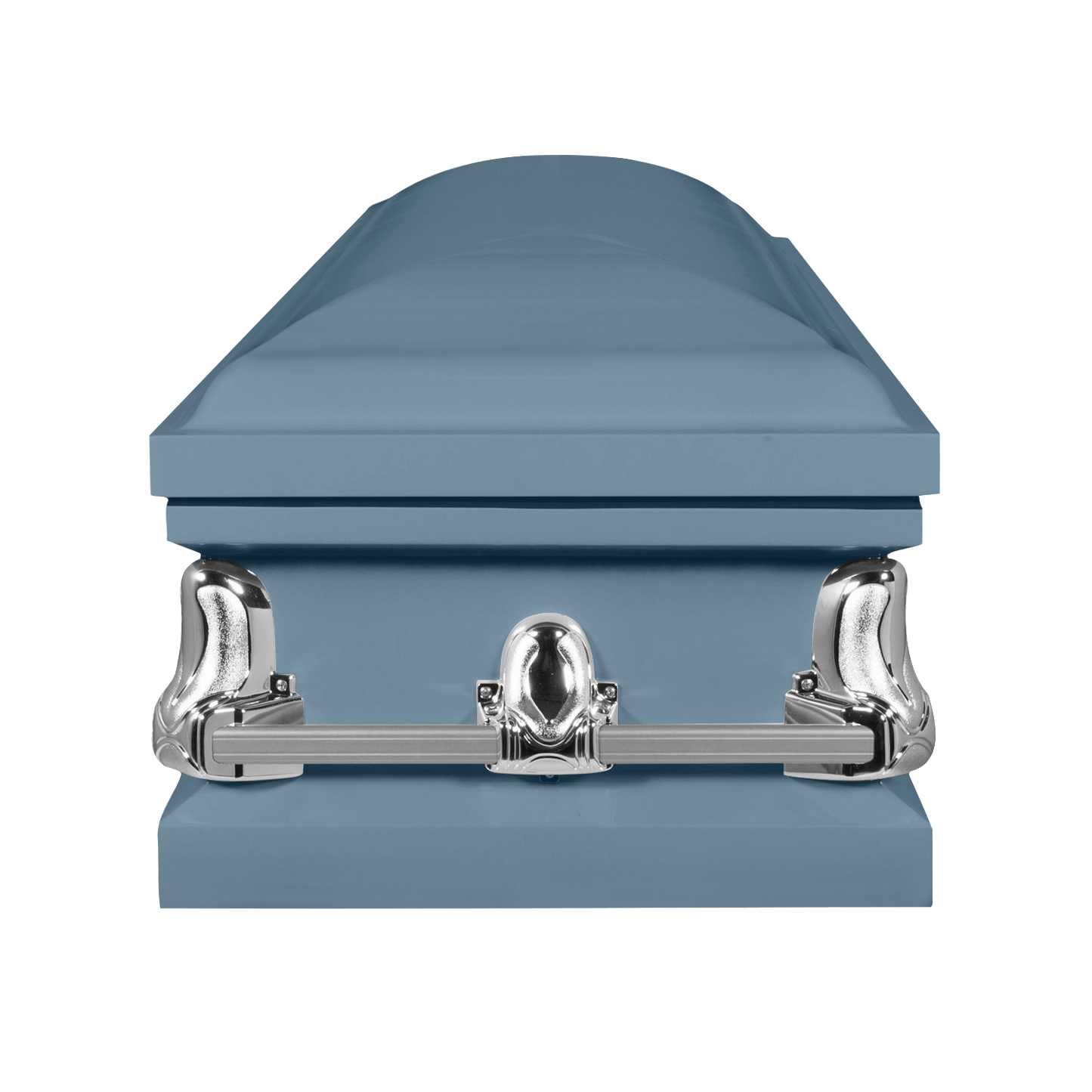 Full Couch Orion Series | Light Blue Steel Casket with Light Blue Interior