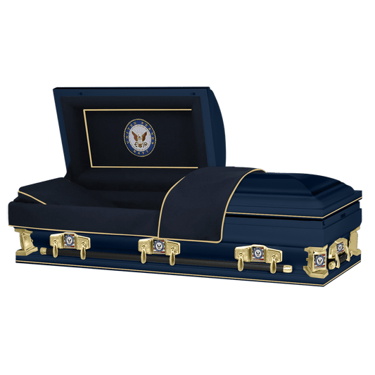 Veteran Select XL | Navy Oversize Dark Blue Steel Casket with Dark Blue Interior