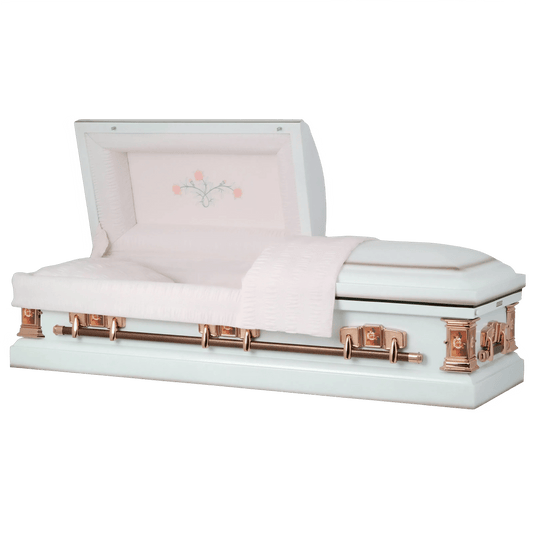 Paris Rose | White Steel Casket with Pink Interior