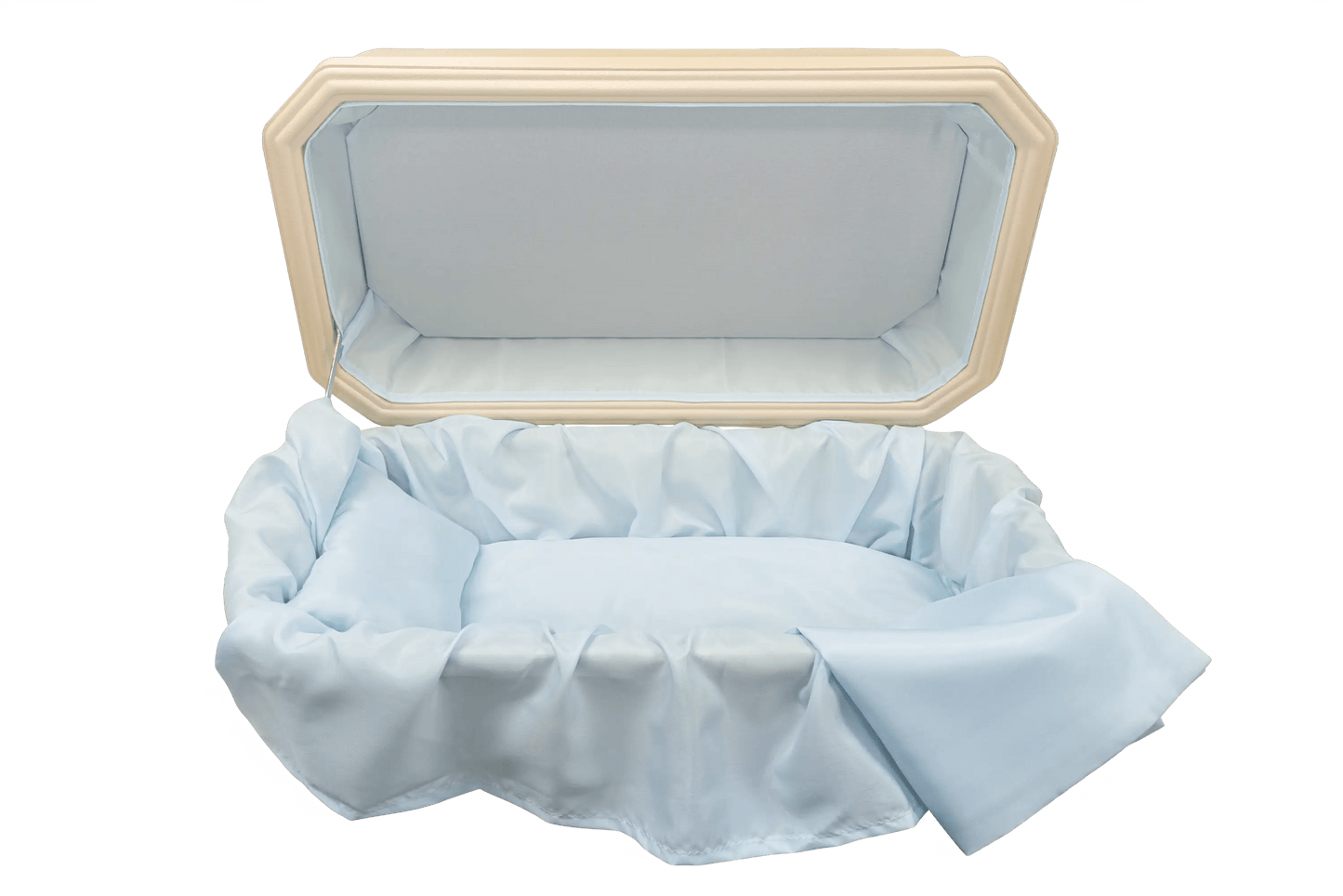 Platinum Pet Casket | Almond With Blue