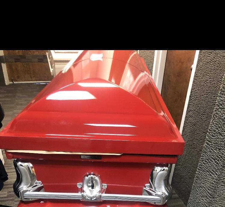 Orion Series | Red Steel Casket with White Interior - Titan Casket