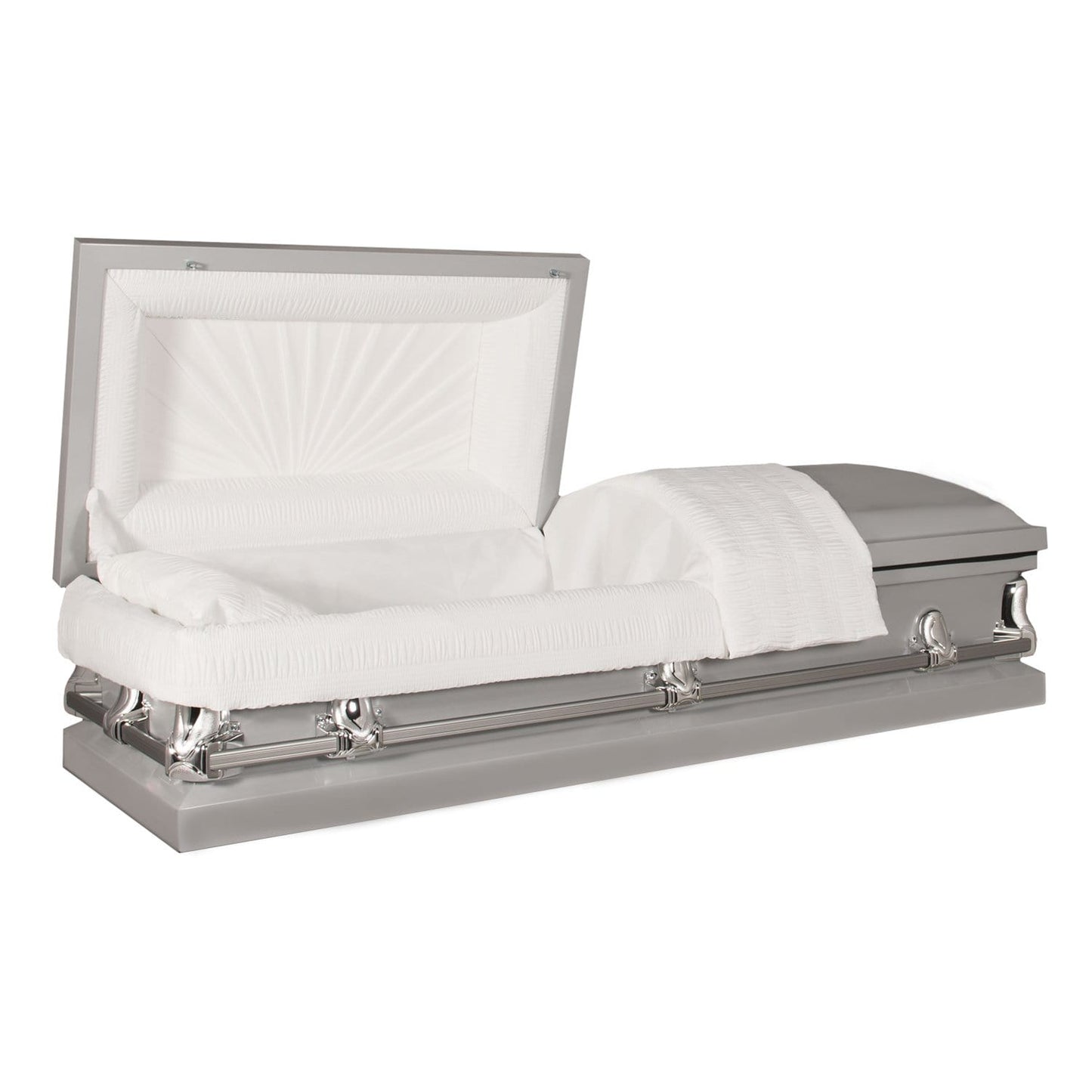 Orion Series | Silver Steel Casket with White Interior - Titan Casket