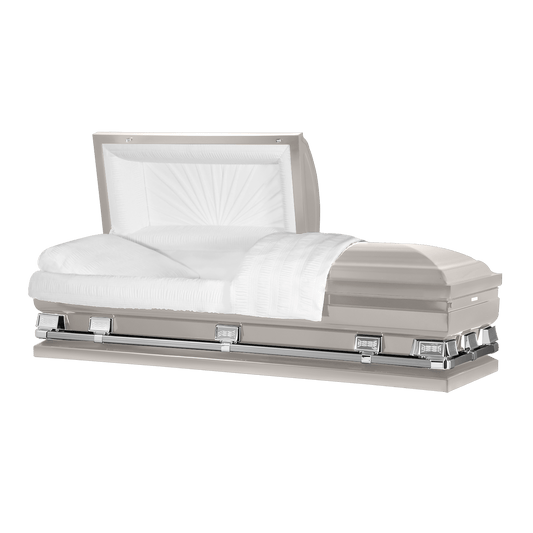 Atlas XL | Silver Steel Oversize Casket with White Interior - Titan Casket