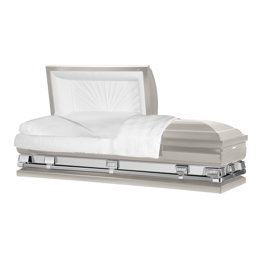 Reflections XL | Silver Steel Oversize Casket with White Interior - Titan Casket