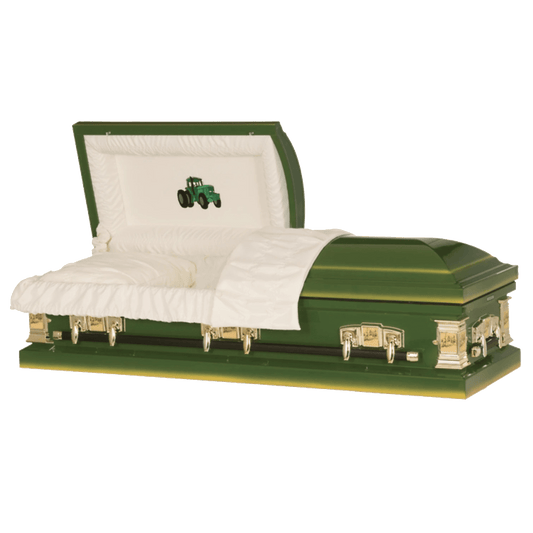 Farmer | Green Steel Casket with White Interior - Titan Casket