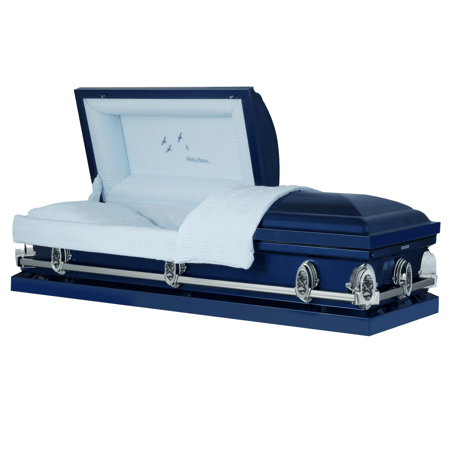 Going Home | Dark Blue Steel Casket with Light Blue Interior - Titan Casket