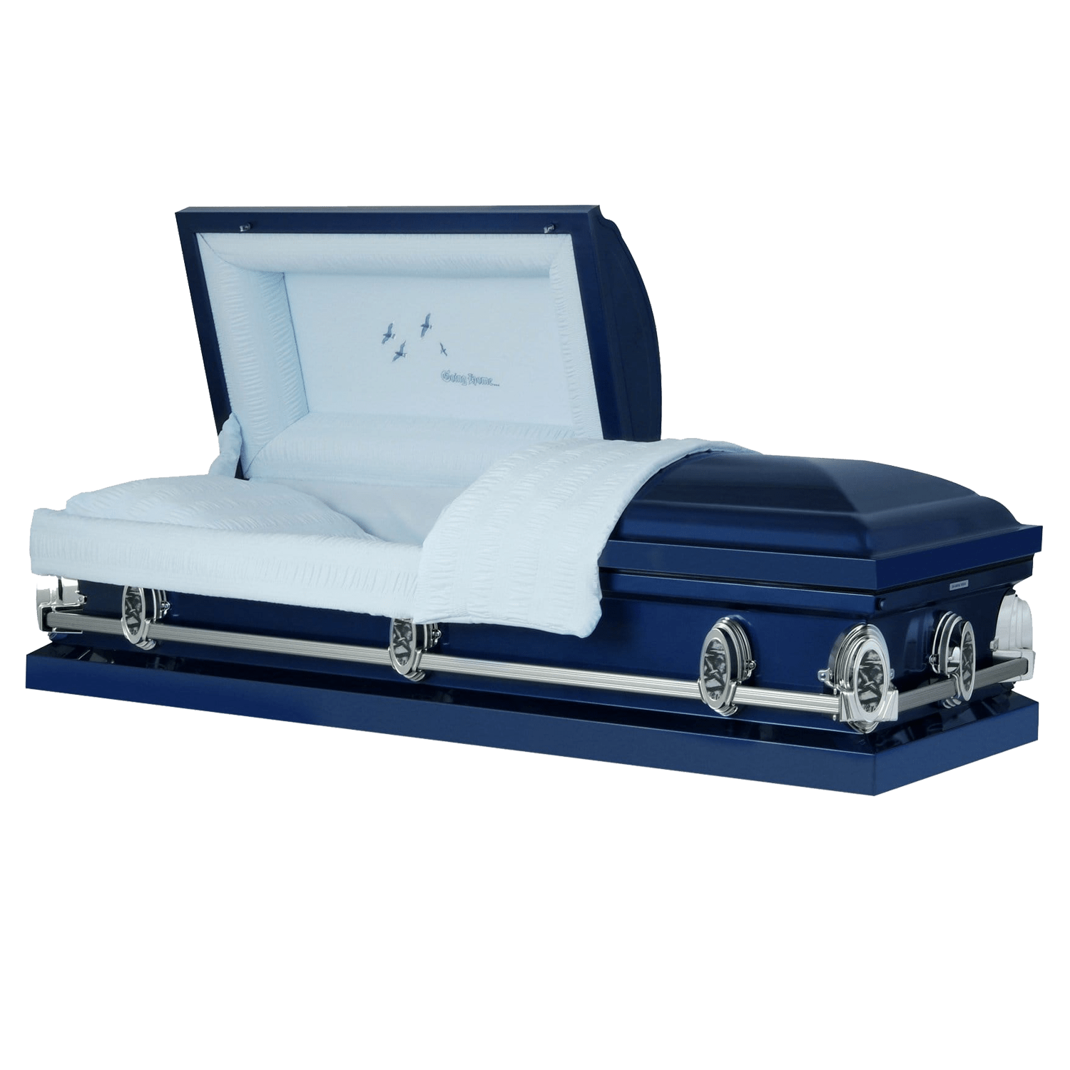 Going Home | Dark Blue Steel Casket with Light Blue Interior - Titan Casket