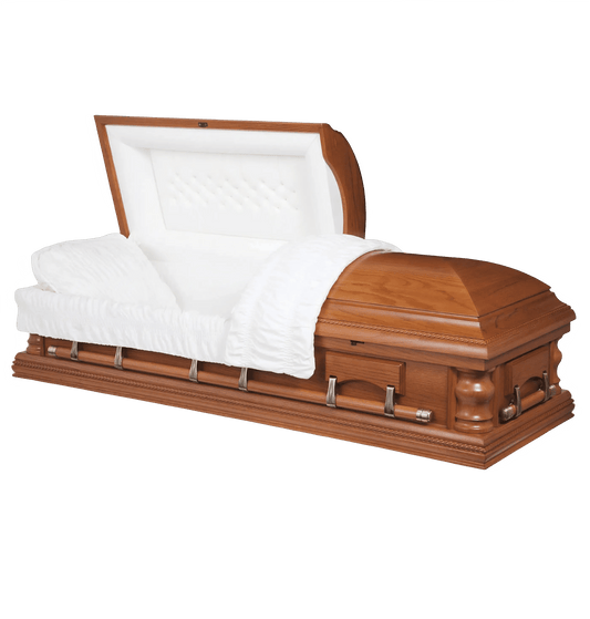 Shadow Image Of Veneto (Oak) Series Wood Casket with Satin Finish