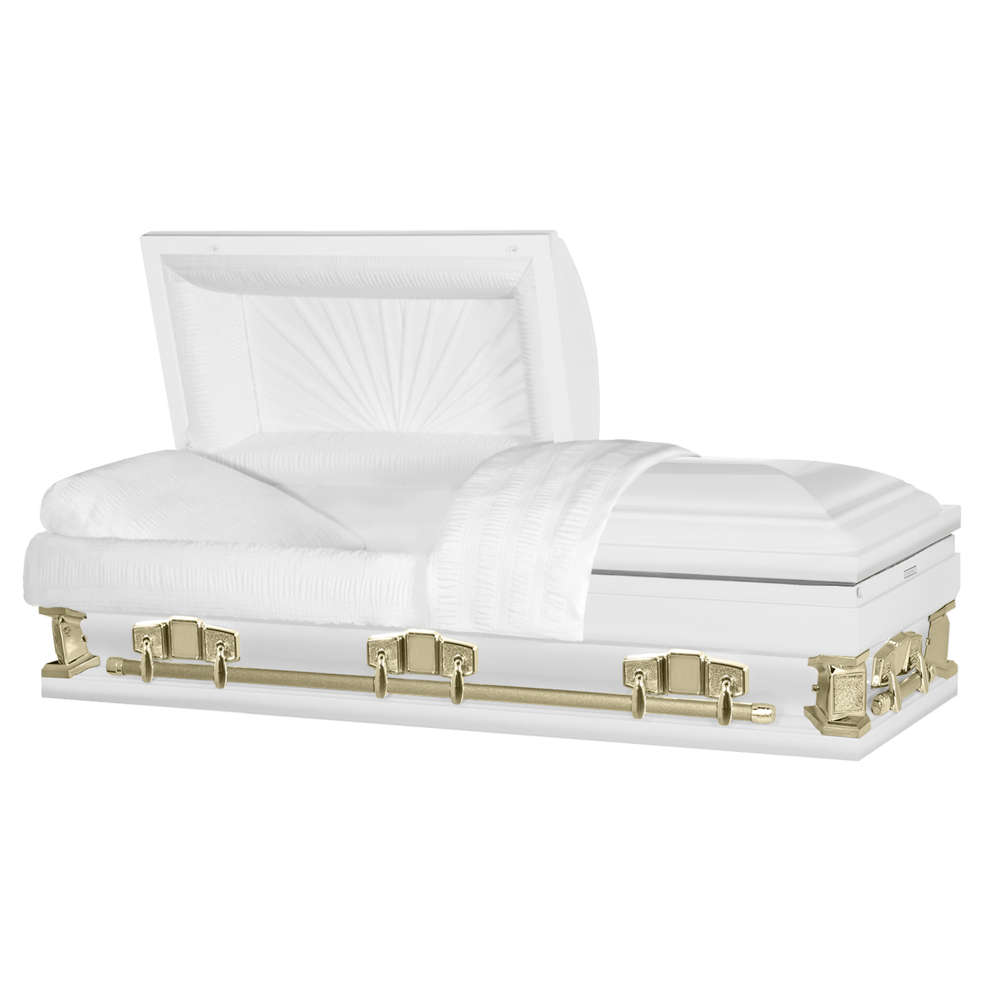 Jupiter XL | White and Gold Steel Oversize Casket with White Interior | 28″, 29″, 33″, 36″