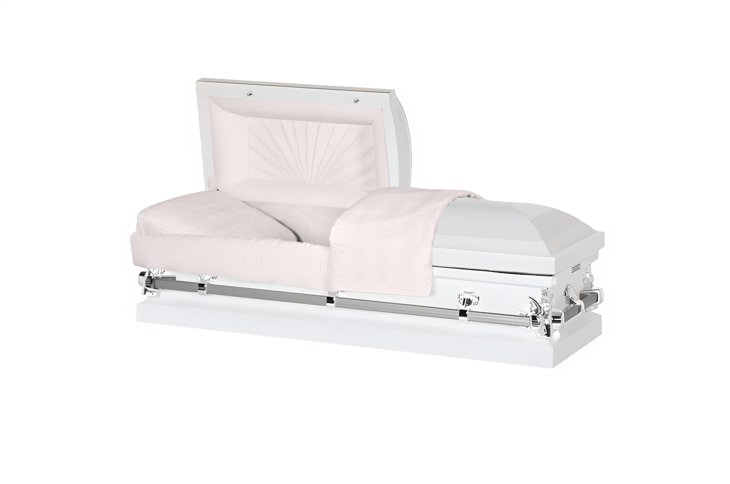 Steel Pet Casket | White & Silver (Pink)