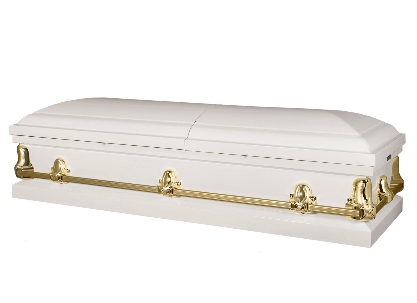 Orion Series | White and Gold Steel Casket with White Interior - Titan Casket