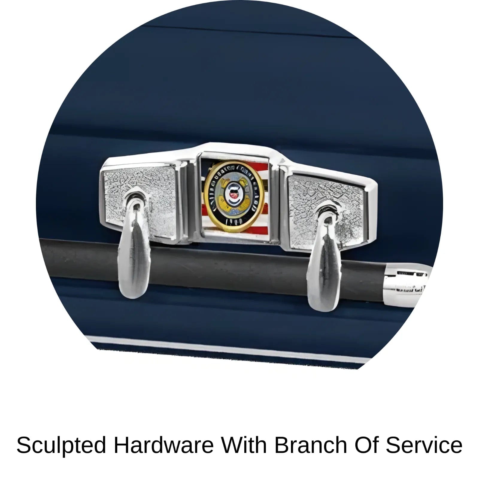 Sculpted hardware of Titan Casket Veteran Select Casket Coast Guard