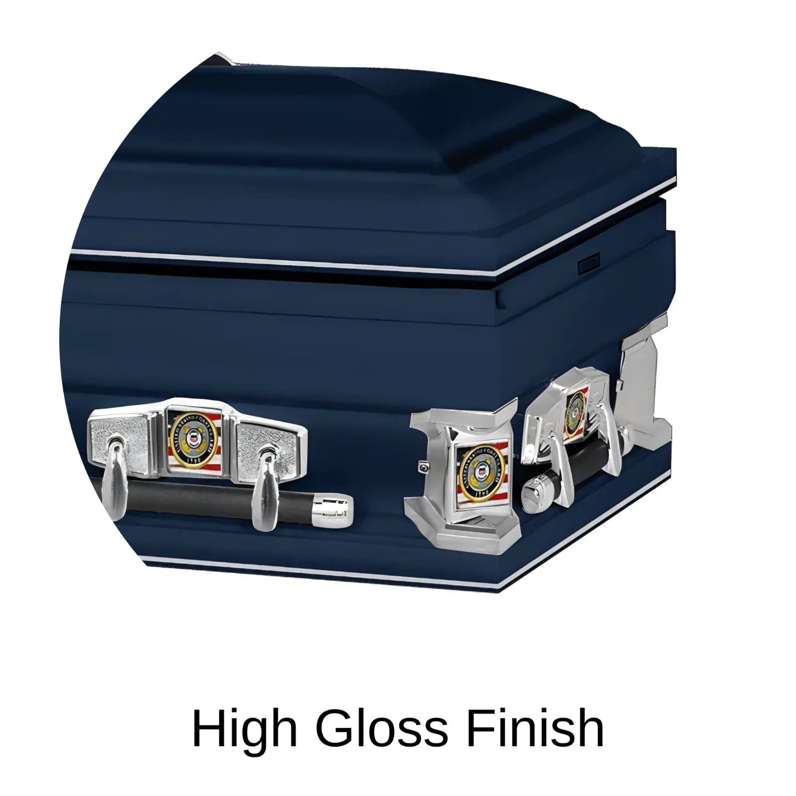 High Gloss Finish of Titan Casket Veteran Select Casket Coast Guard