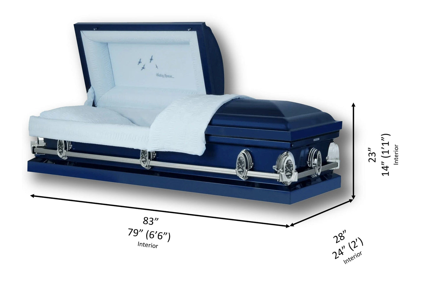 Going Home | Dark Blue Steel Casket with Light Blue Interior