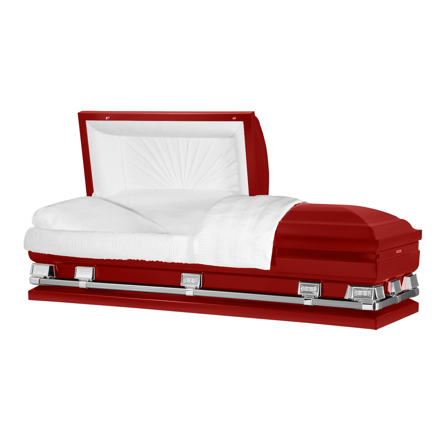 Atlas XL | Red Steel Oversize Casket with White Interior - Titan Casket