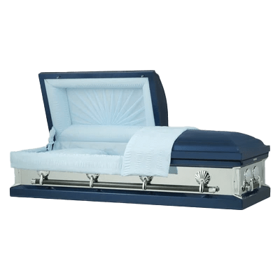 Reflections Series | Dark Blue Steel Casket with Light Blue Interior - Titan Casket