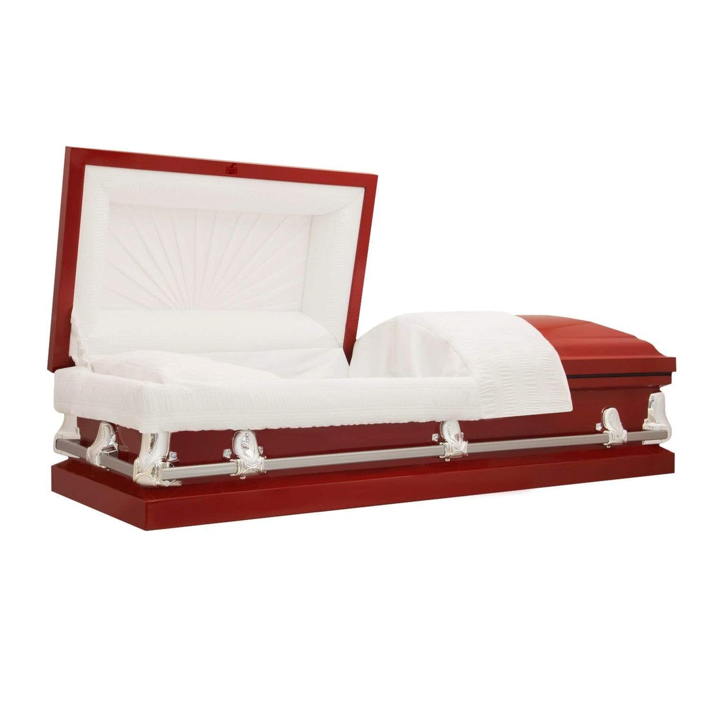 Orion Series | Red Steel Casket with White Interior - Titan Casket