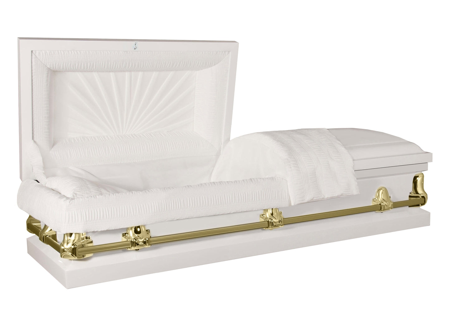 Orion Series | White and Gold Steel Casket with White Interior - Titan Casket