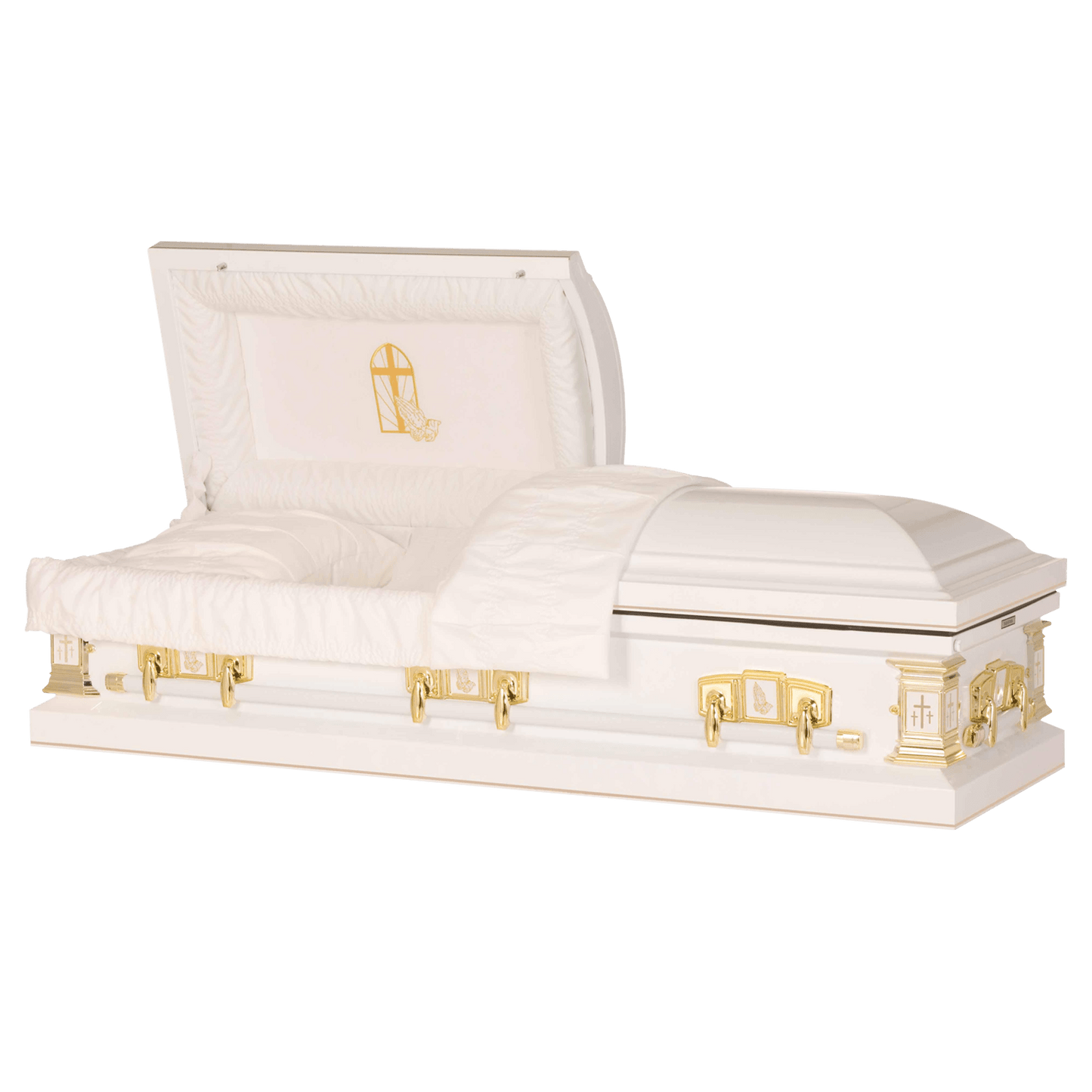 White Cross | White Steel Religious Casket
